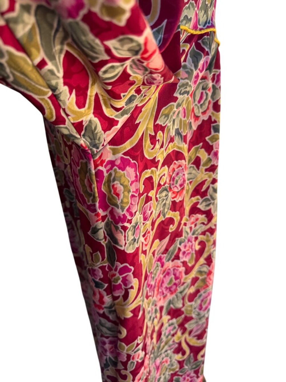 Christian Dior Loungewear Nightgown Kaftan Floral Satin Pockets Vintage Sz L - Picture 9 of 11